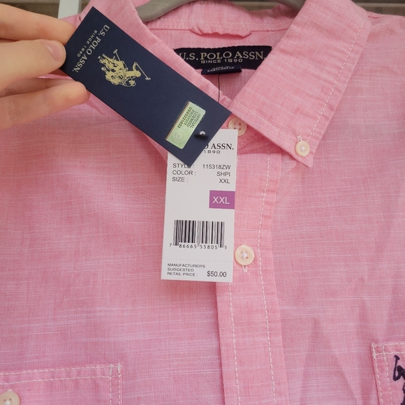 U.S. Polo Assn. Pastel Pink Button Down Shirt - Size XXL (NWT) - Picture 5 of 6